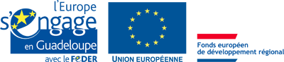 Logos Fonds européens FEDER Eau d'excellence Guadeloupe 
